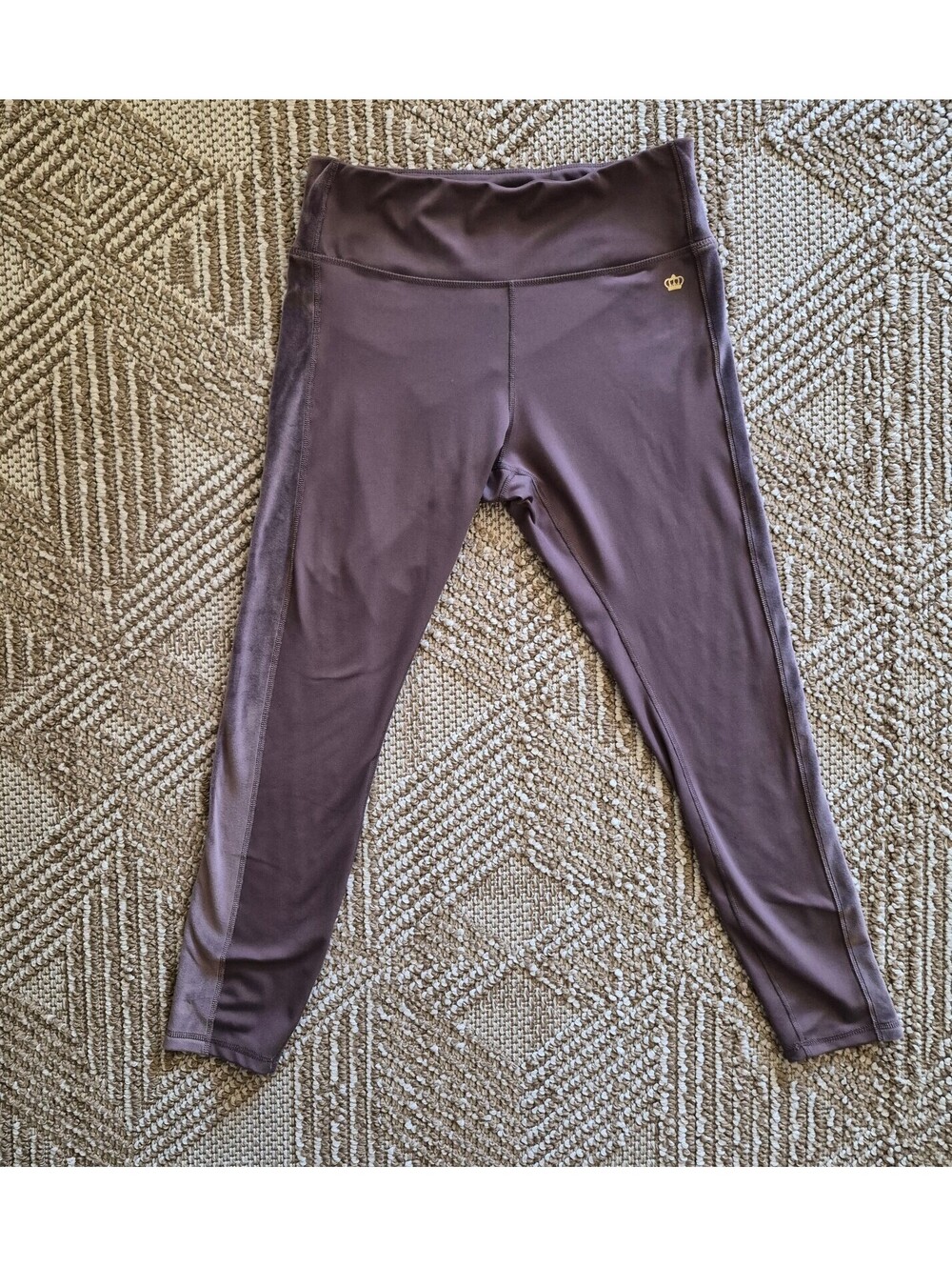 Juicy Couture Sport Plum Truffle Velour Accent Leggings Purple Gold Crown XL